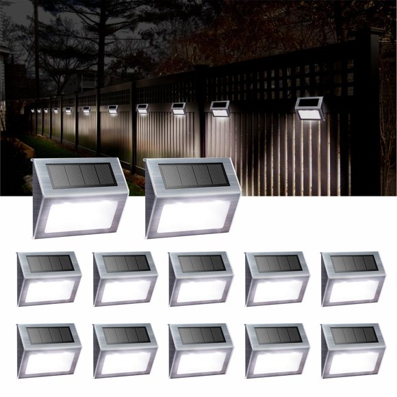 Luces con energía solar XLUX para escaleras de terraza, paquete de 12