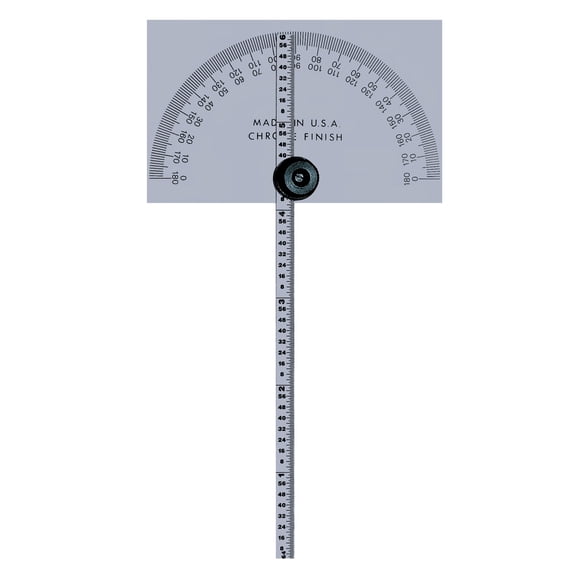 Transportador Mitutoyo 968-203 de cabeza cuadrada con regla de 15 cm, cromado