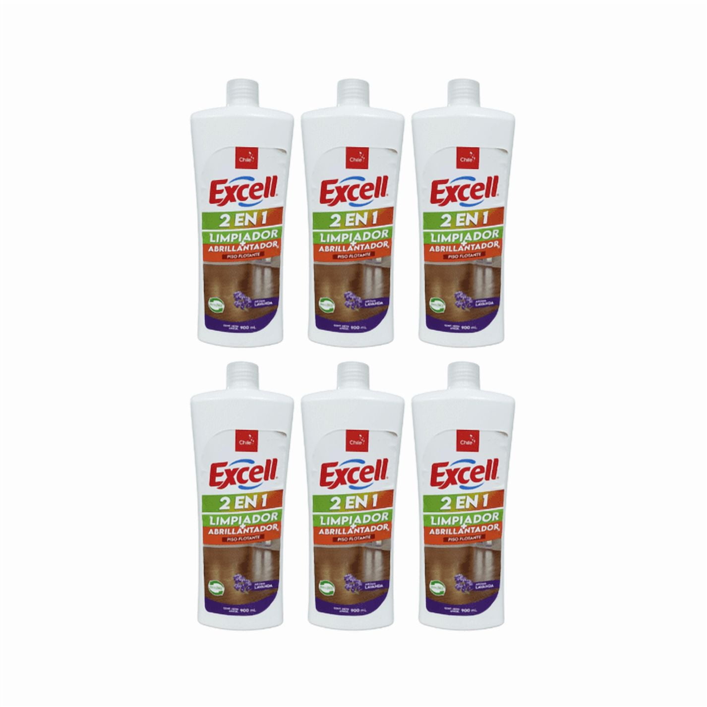 Pack 6 Limpiador Y Abrillantador 2 En 1 Excell 900ml Pisos Flotante