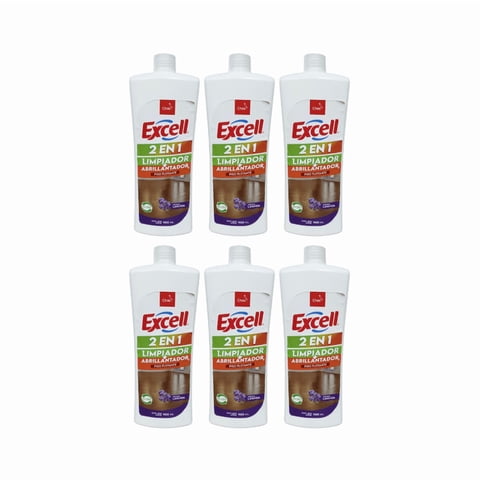 Pack 6 Limpiador Y Abrillantador 2 En 1 Excell 900Ml Pisos Flotante