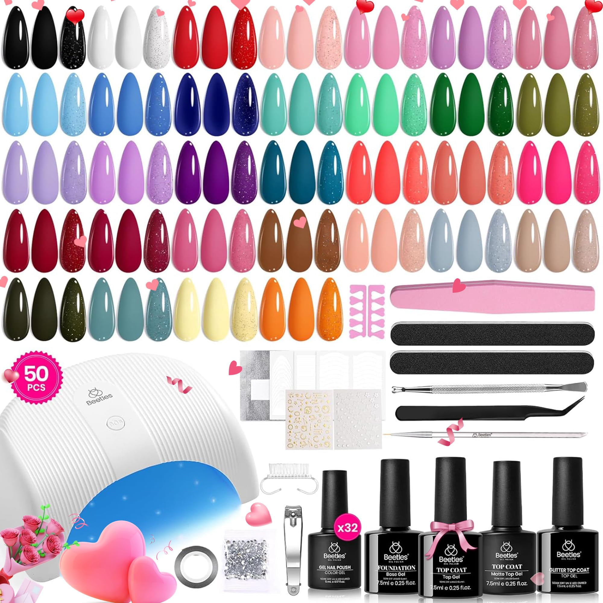 Beetles Gel Polish - Kit De Esmaltes De Uñas En Gel Beetles, 32 Colores