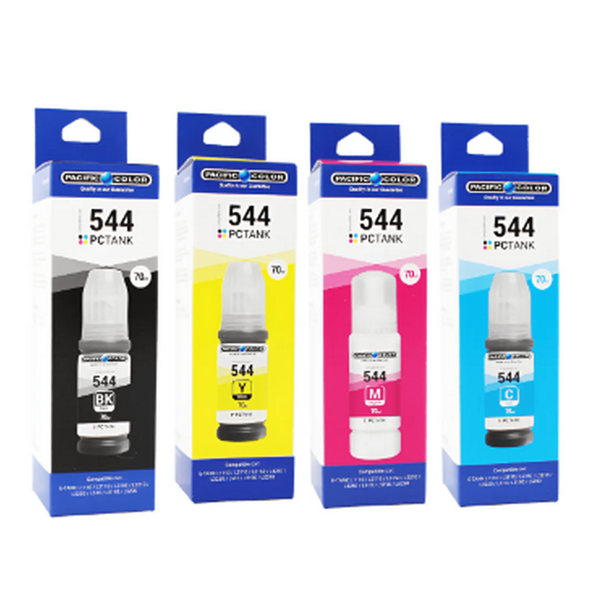 Pacific Color - Tinta Alternativa Pack T544 L3110 L3150 L3210 L3250 L5190 Negro Cyan Magenta Yello