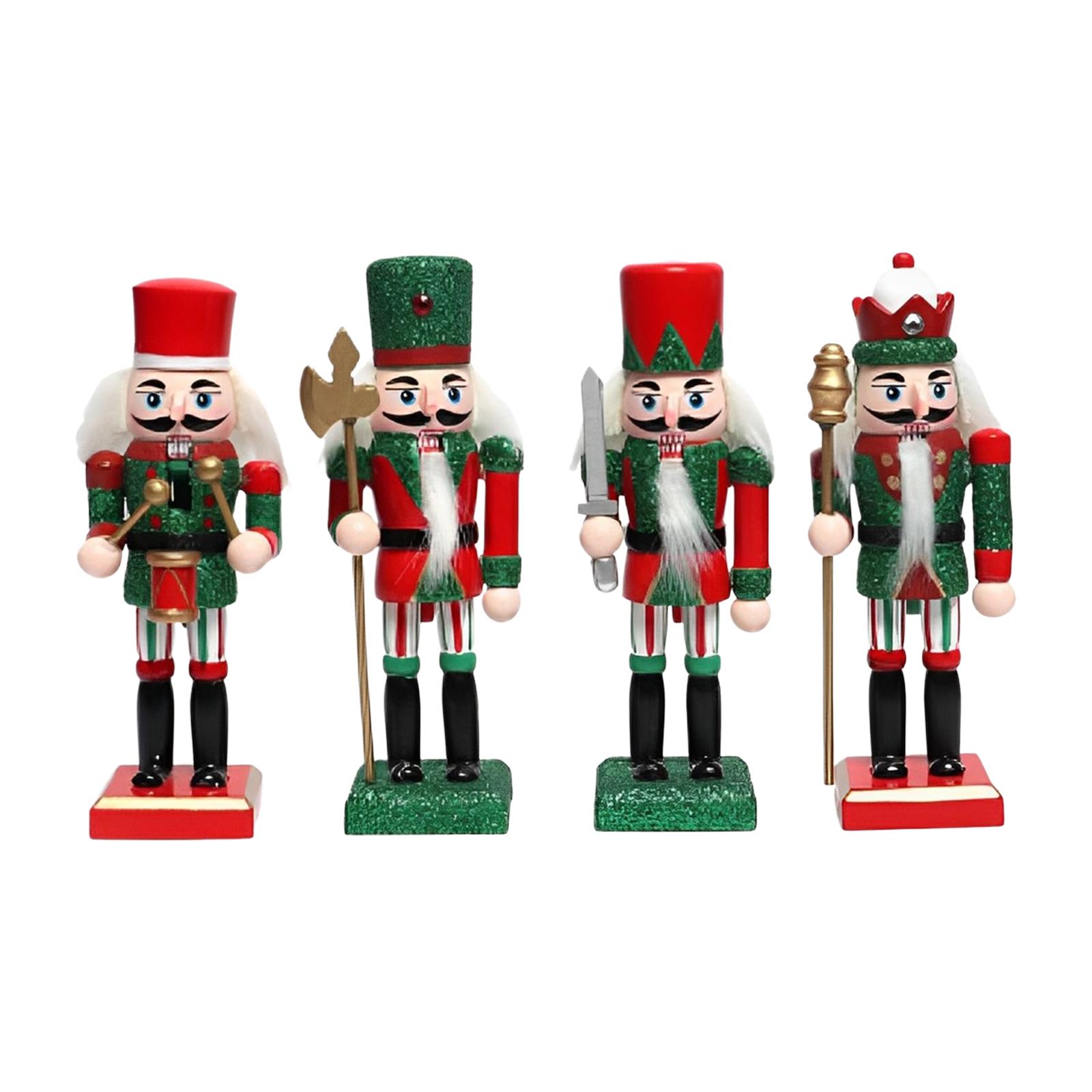 Bothyi - Juego De Adornos Navideños Con Figura De Cascanueces, Muñeca De Madera Para Fiesta De Inauguración De La Casa, 18Cm, 4 Piezas