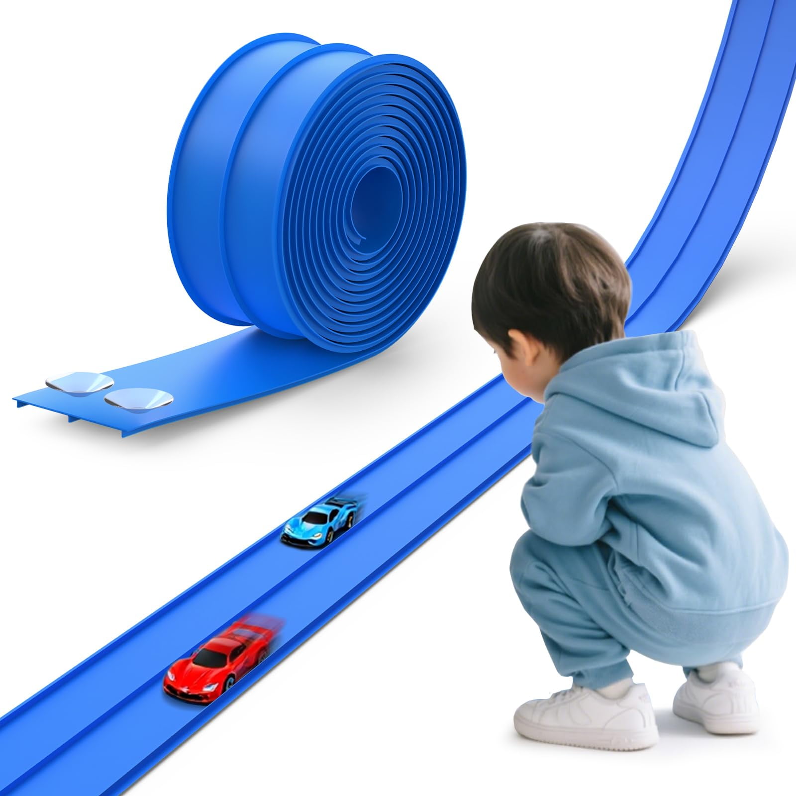 Juguete De Pista De Carreras Qlanggo Flexible De 4,6 M Con Ventosas 1:64