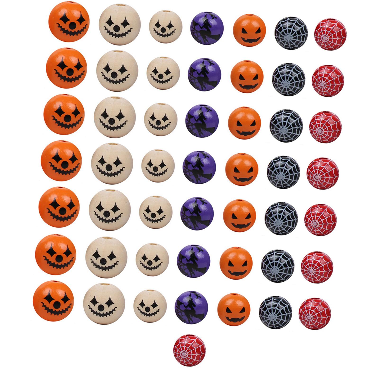 Bothyi - 50 Piezas De Cuentas De Madera De Halloween Cuentas De Madera Para Casa De Campo Diy Artesanía Guirnalda Estilo C