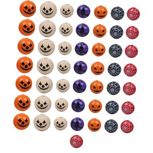 Bothyi - 50 Piezas De Cuentas De Madera De Halloween Cuentas De Madera Para Casa De Campo Diy Artesanía Guirnalda Estilo C