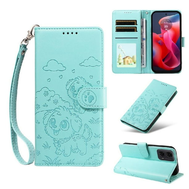 Funda Billetera FOXDOCK Compatible con Motorola Moto G04 /G24 /G04S, Diseño Perrito Tierno, Ranuras para Tarjetas y Soporte Plegable