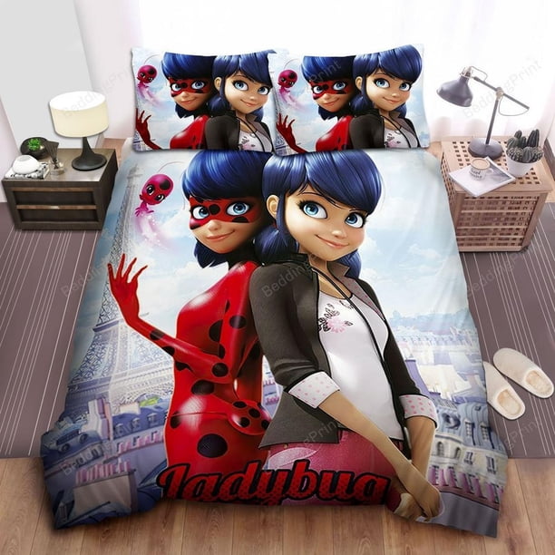 Ladybug Duality Quilt Duvet Cover Set Kids Soft Bedroom Decor Bedspread3-Piece Bedding Set
