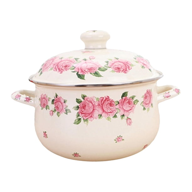 Olla de cocina esmaltada, olla creativa con mango, fácil de limpiar, olla de cocción lenta, vaporera para cocinar arroz, para el hogar, Hotel, cocina, 20 centímetros