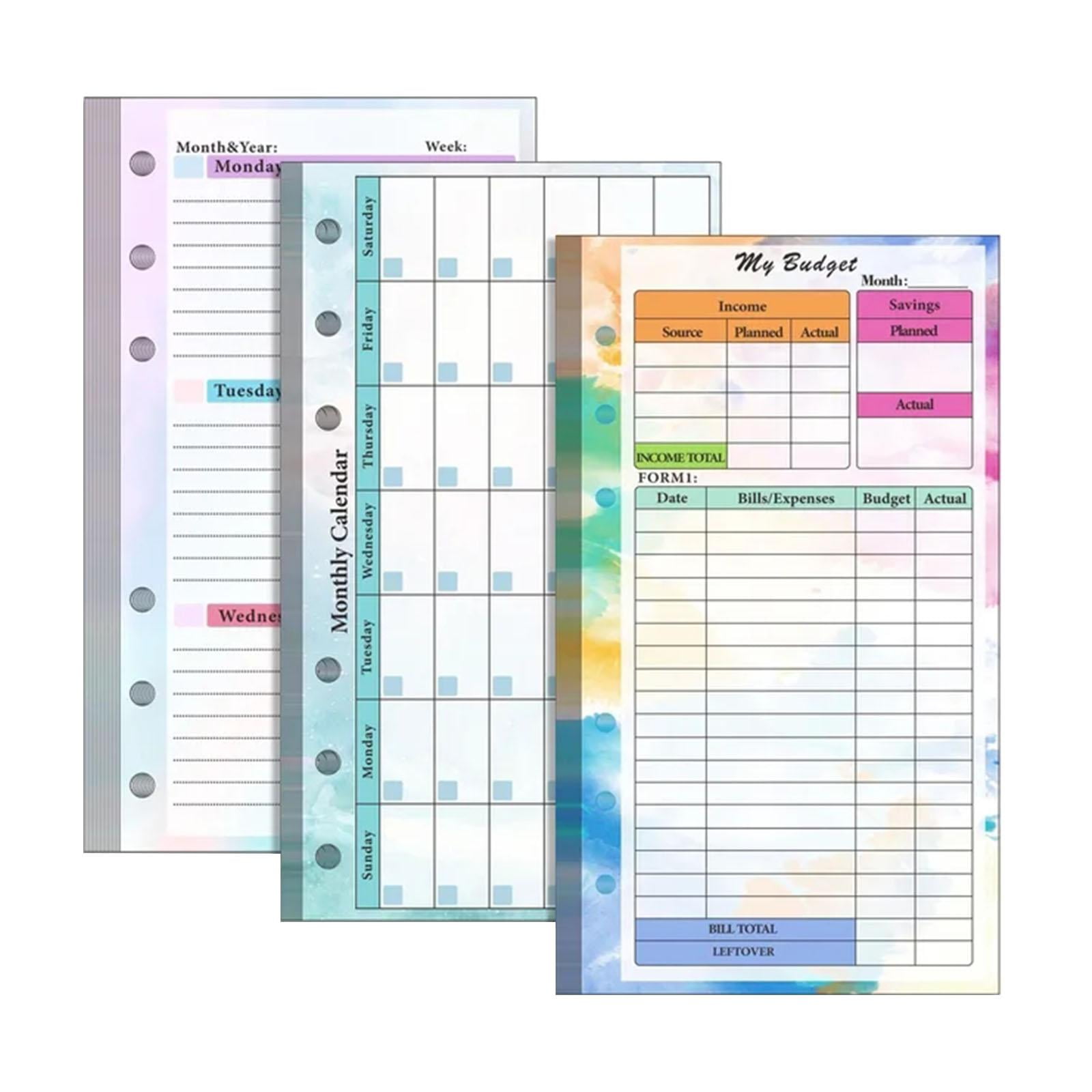 Magideal - Papel Forrado De Hojas Sueltas De 6 Anillas, Carpeta A6, Planificador, Diario De Inserción, Papel De Repuesto A6 Para Organizador Personal, Libros De Tipo B