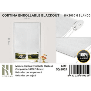 Todostore - Cortina Roller Blackout 60X200Cm Blanco-1024