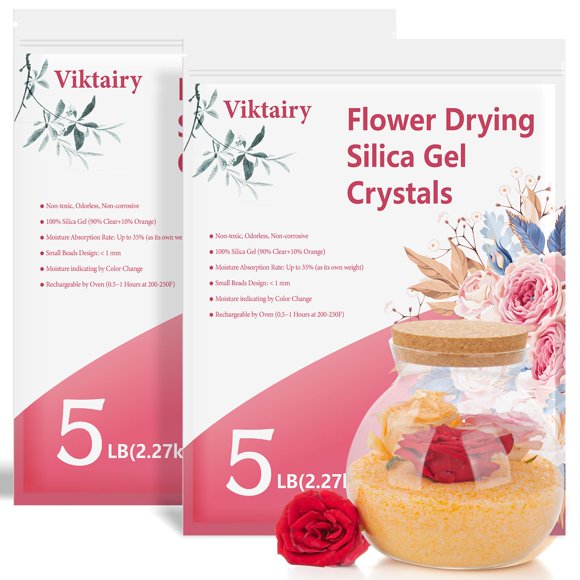 Kit para secado de flores Viktairy con gel de sílice 10 kg (2 x 5 kg) con brocha