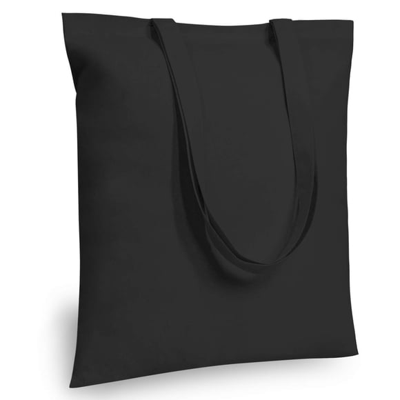 TOPDesign Paquete de 12 Bolsas Tote de Algodón Negro 41x38 cm