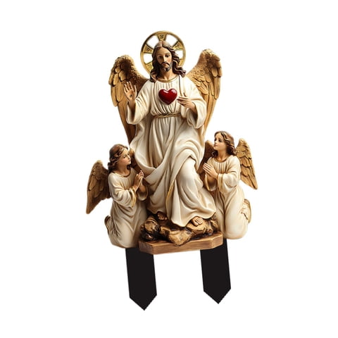 Magideal - Figura Religiosa Señal Decorativa Para Jardín Con Diseño Acrílico Estaca Resistente Ornamento Para Macetas Y Bonsáis Adecuada Para Regalo Decoración D Figura De Jesús
