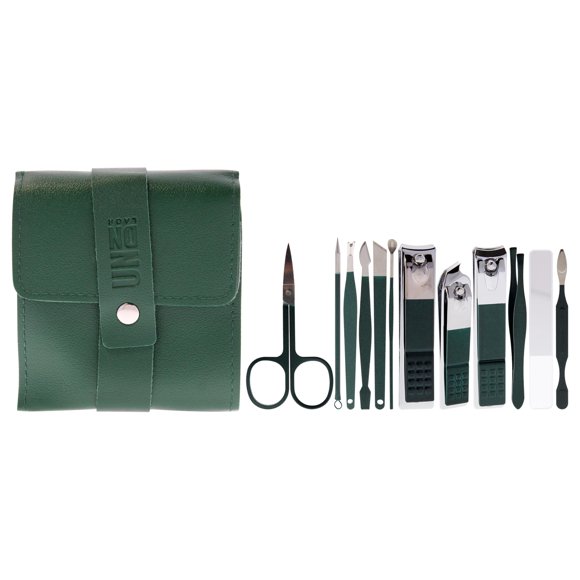 Set de manicura UN/DN LAQR, 12 piezas, color verde oscuro, cuidado de uñas