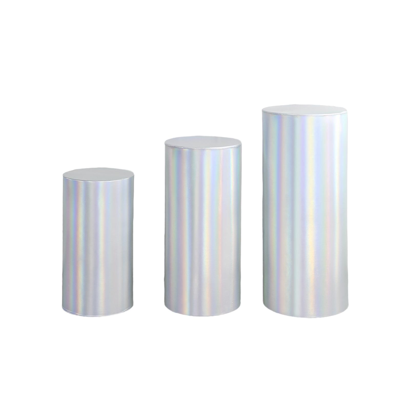 Magideal - 3 Piezas De Cubiertas De Pedestal Cilíndricas, Cubiertas De Pilar De Pedestal, Cubiertas De Pedestal Cilíndricas Para Fiesta De Cumpleaños, Acción De Plata Colorida