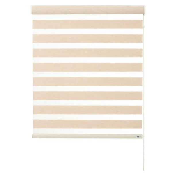 Cortina Roller Duo Traslúcido Beige, Alto Ajustable máximo de 235 cm x Ancho a Elección para Sala, Living, Oficina o Escritorio (110 cm de Ancho x 235 cm de Alto)