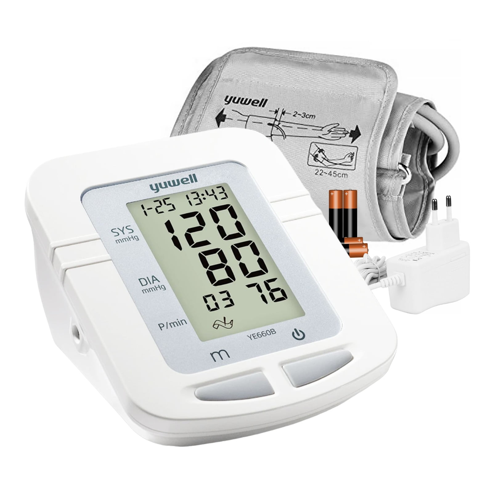 Topmedic - Toma Presión Tensiómetro Yuwell Ye660b Brazo 74 Mem