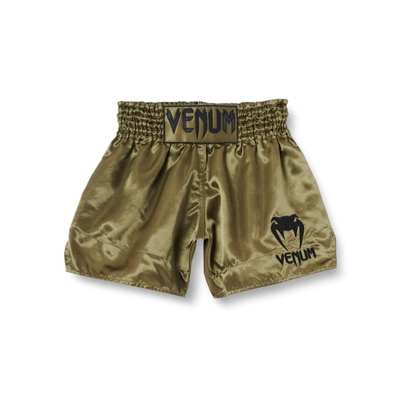 Shorts De Muay Thai Clásicos Caqui Negro Xs