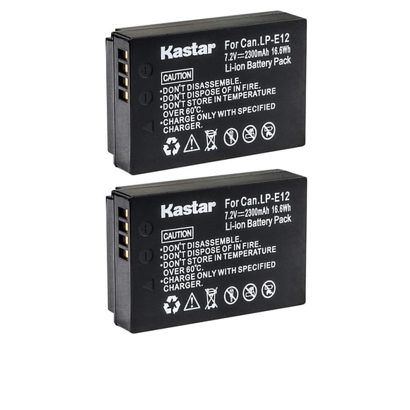 Batería Kastar LP-E12, paquete de 2 unidades para cámaras Canon EOS