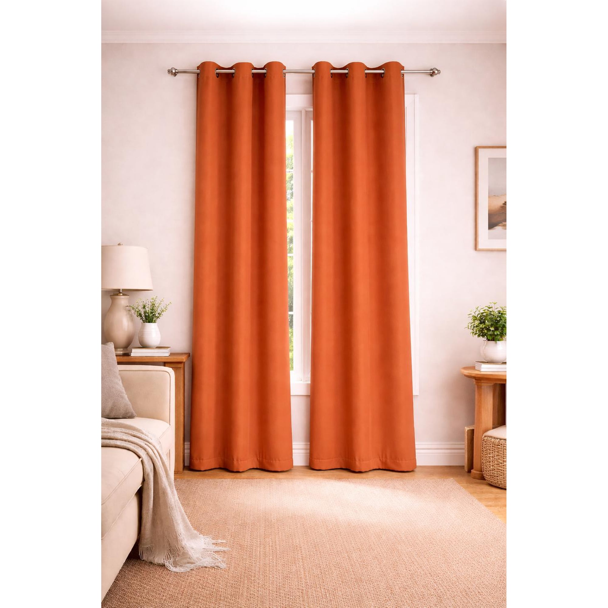 Clems - Cortina 100% Blackout De Tela Engomada 2 Paños Naranja