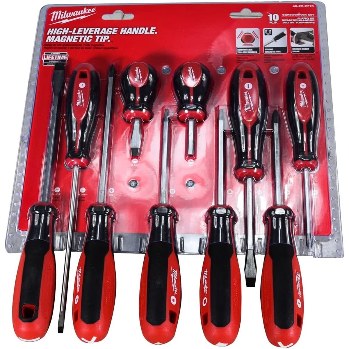 Set Destornilladores Milwaukee 48222710 10 Piezas Punta Magnatica
