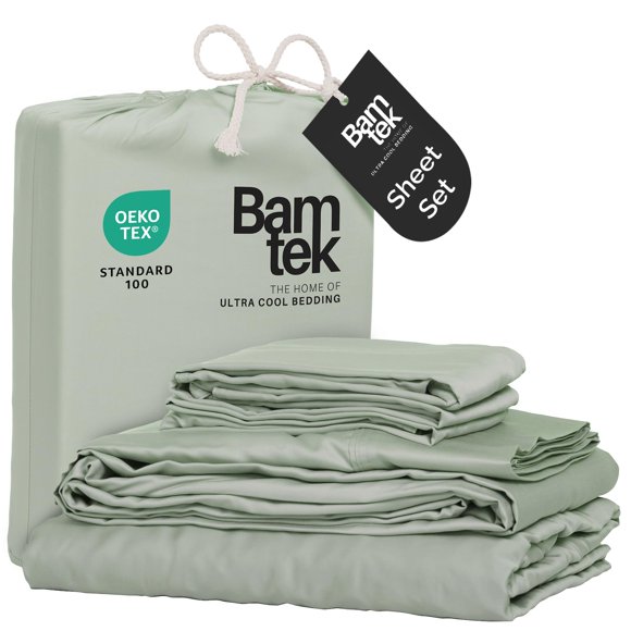 Juego de sábanas Bamtek de viscosa de bambú, tamaño California King, 4 piezas