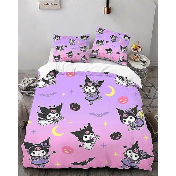 Cartoo-n Bunn-y3-Piece Bed- Set Wa- and- Comfort waii Bedd-ing Set C-ute Soft Microfib-er Bedc-loths for -Boys Gir Kids ( Duvet Cover -&
