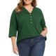 thumbnail image 4 of GRACE & GRANDEUR Blusa Casual Elegante para Mujer Talla Grande de Escuela o Universidad, Cuello con Pliegues y Botones al Frente, Mangas 3/4, Talla 3X, Verde Oscuro, 4 of 6