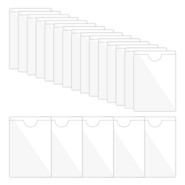 Uxcell 20 piezas de bolsillos adhesivos para tarjetas índice, soporte de etiquetas de plástico, fundas adhesivas, claro 3.5" x 5"