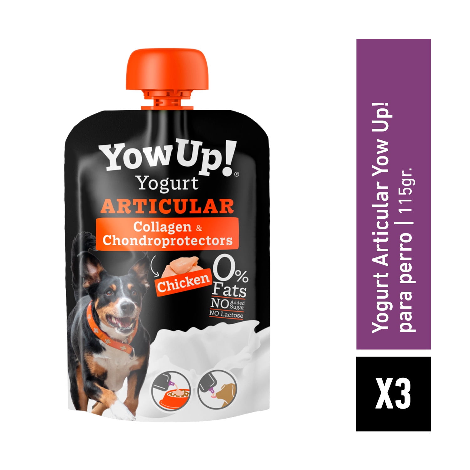 Yow Up - Pack X3 Yogurt Articular Para Perro 115 Gr
