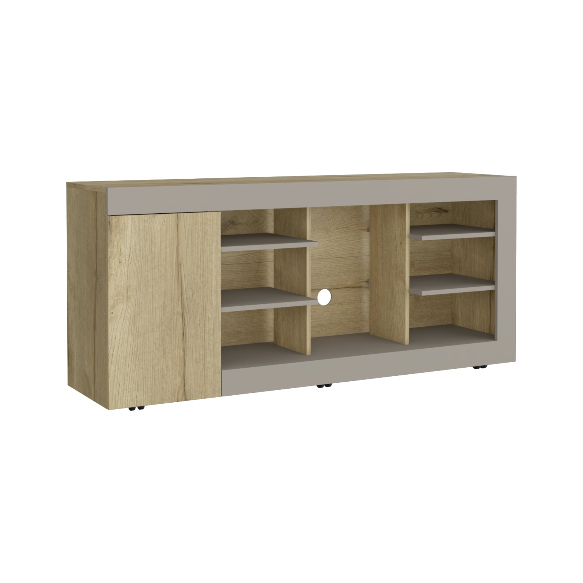 Fm Furniture - Mesa Para Tv 65" Fm 68x150x38 Cm Café Claro Y Gris