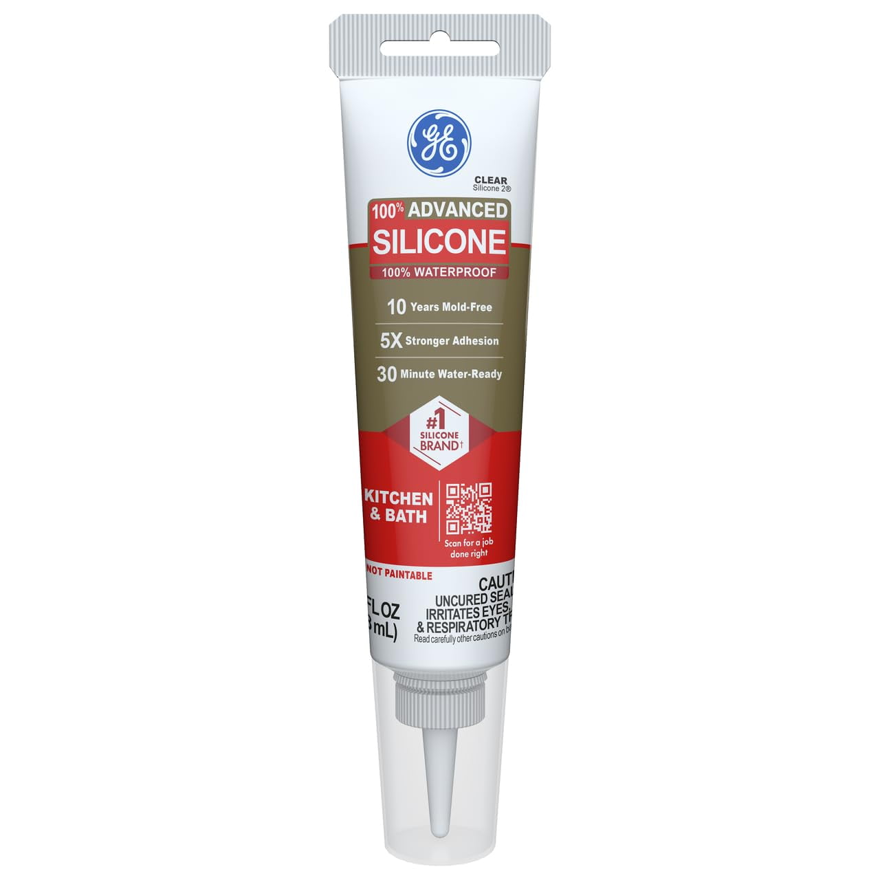 Sellador De Silicona Ge Advanced Para Cocina Y Baño, 80 Ml, Transparente