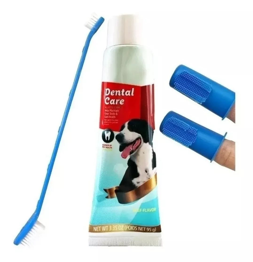 Defensor - Set De Cepillo Y Pasta De Dientes Para Perros, Crema Dental
