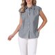 thumbnail image 4 of INSPIRE CHIC Top de Gingham para Mujeres Trabajo Manga Corta Vintage Cuadros Camisa Abotonada M Negro, 4 of 6
