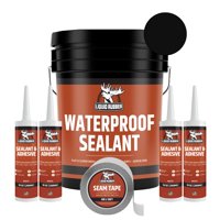 Liquid Rubber - Caucho Líquido Sellador Impermeable, 5 Galones, Negro Con Sellador Y Cinta Adhesiva