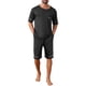 thumbnail image 2 of INSPIRE CHIC Conjunto de Pijama de Verano para Hombre con Mangas Cortas, Cuello Redondo y Bolsillos 2XL Negro, 2 of 5
