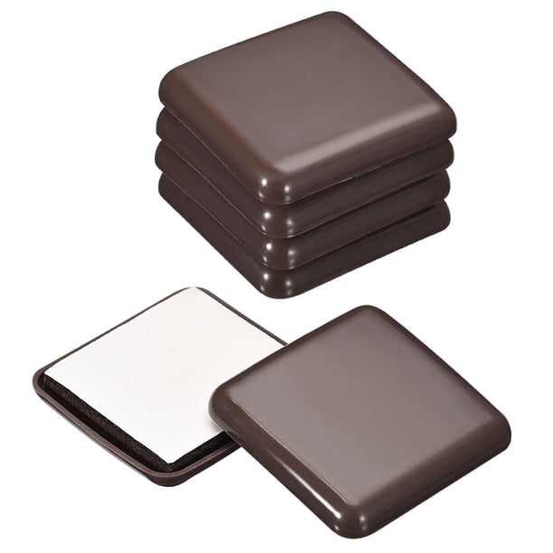 Deslizadores de Muebles, 16 Piezas 2" - Almohadillas Deslizantes Cuadradas Autoadhesivas de Plástico, Deslizadores de Sillas para Pisos Alfombrados (Marrón)