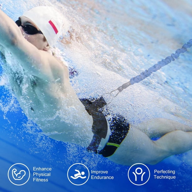 Cinturón De Natación Ajustable | Cuerda De 3.6 M Y Red | Neopreno | Entrenamiento En Piscina Sin Contracorriente