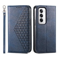 Funda Flip Foxdock Para Oppo Reno 12 5G , Estilo Billetera Con Diseño Rombo, Correa De Mano Y Soporte, Uso Diario