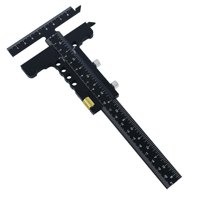 Magideal - Calibrador Multifuncional Para Trabajos De Madera, Medidor De Medición De Marcado, Aleación De Aluminio Negra, Trazador De Trabajos De Madera En Forma Con Ajuste Fino