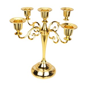 Bothyi - Candelabro De Metal Con 5 Brazos Para Velas, Candelabro Para Fiestas, Cenas, Dorado