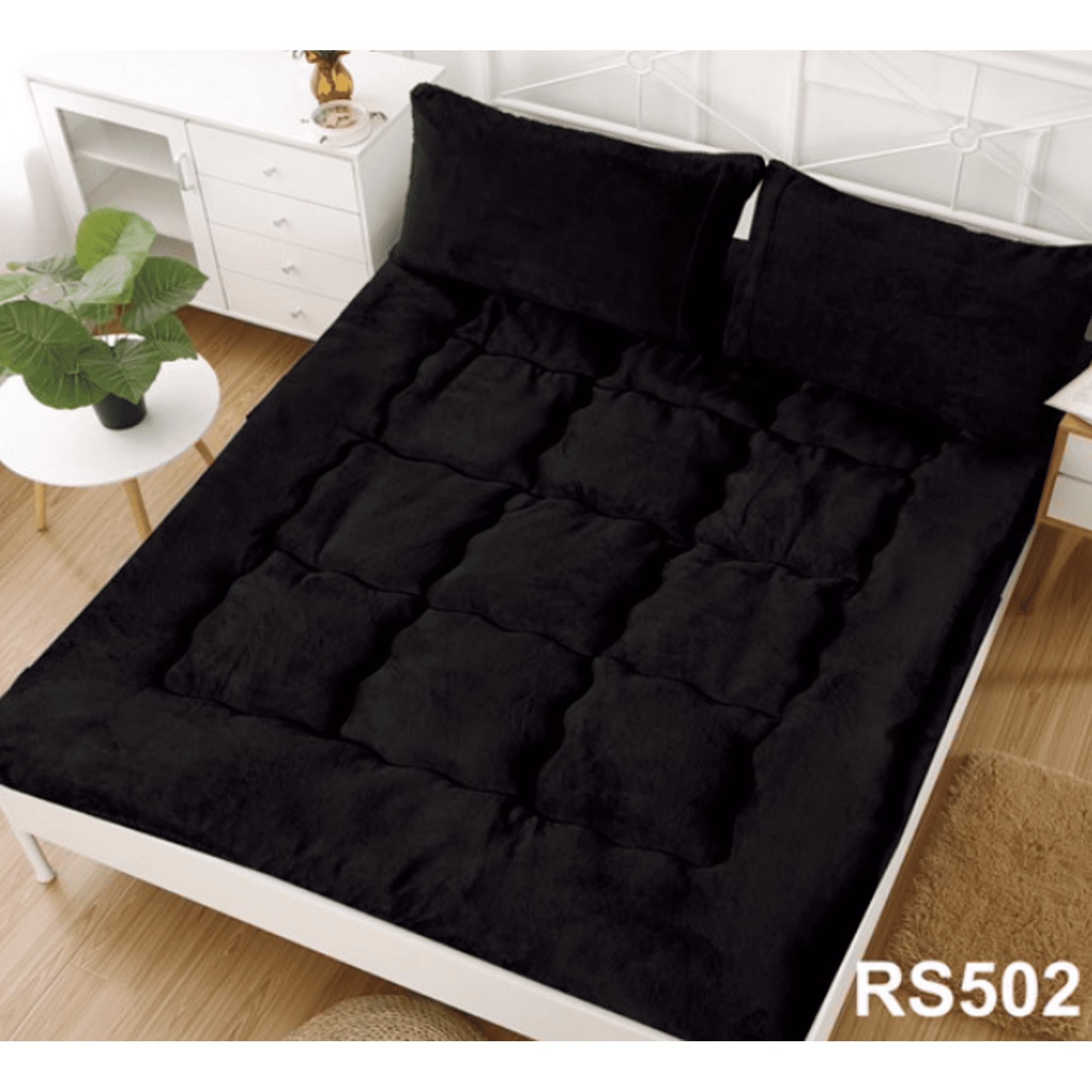 Mundo Shopping - Cubre Colchon Protector Acolchado Para Cama 2 Plazas Negro