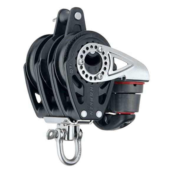 Bloque Harken Carbo Triple de 57 mm con giratorio, becket y mordaza de leva
