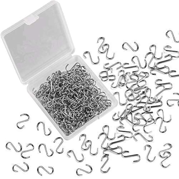 FEBSNOW 250 piezas Mini Ganchos en S de 0.55 Pulgadas Conectores de Metal Pequeños para Manualidades DIY con Caja de Almacenamiento Colgadores en S para Decoración de Árbol de Navidad y Halloween