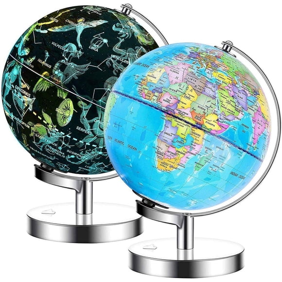 Globo terráqueo iluminado Exerz de 23 cm de diámetro con base de metal