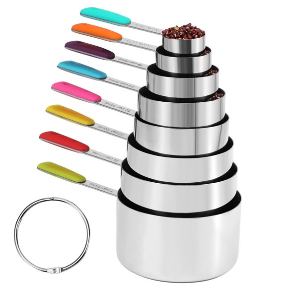 Tazas Medidoras Bopei de Acero Inoxidable 8 Piezas Coloridas