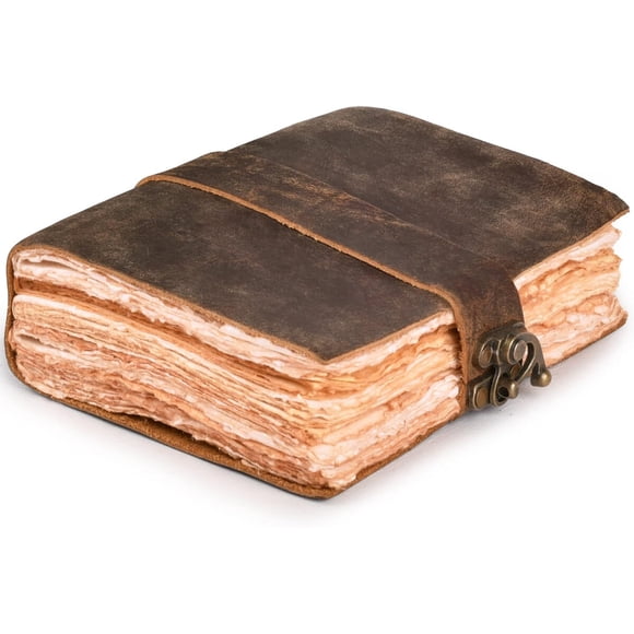 LEATHER VILLAGE Leather Bound Vintage Journal Rustic Brown