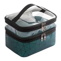 Magideal - Bolsa De Cosméticos De Maquillaje Cremallera Doble Gran Capacidad Con Asa De Transporte Almacenamiento Multifuncional Estuche De Viaje Para Artículos Verde