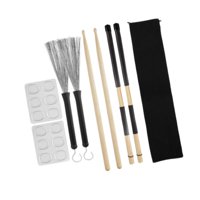 Magideal - Juego De Baquetas, Varillas De Batería, Cepillo, Ligero, Portátil, Resistente, Cepillo De Alambre Para Batería, Amortiguadores De Batería Para Amantes